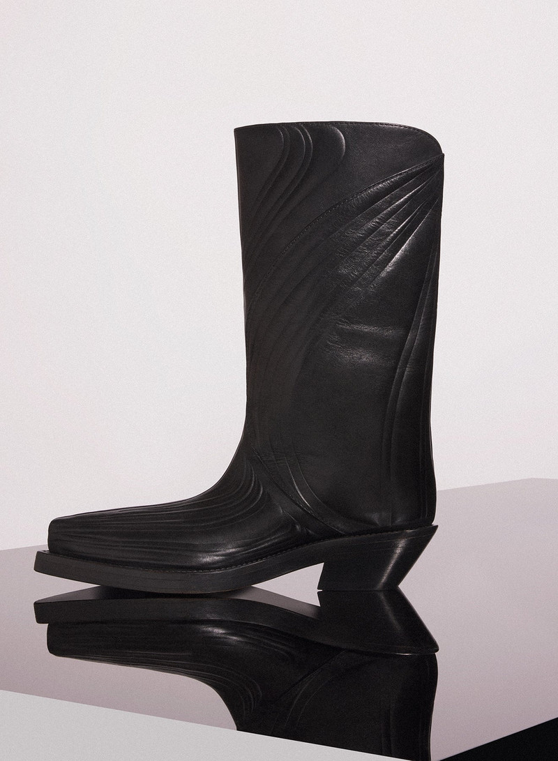MUGLER black embossed leather santiag boots outlook