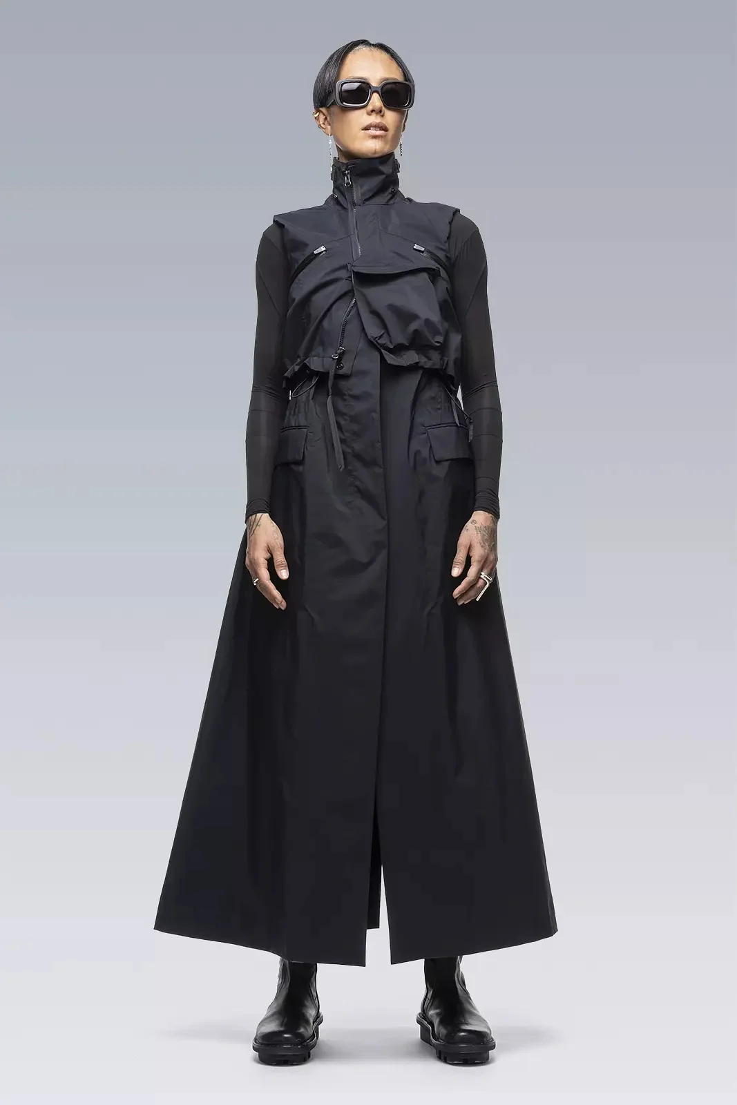 ACRONYM SAC-J6010 sacai / ACRONYM Trench Dress Black | REVERSIBLE