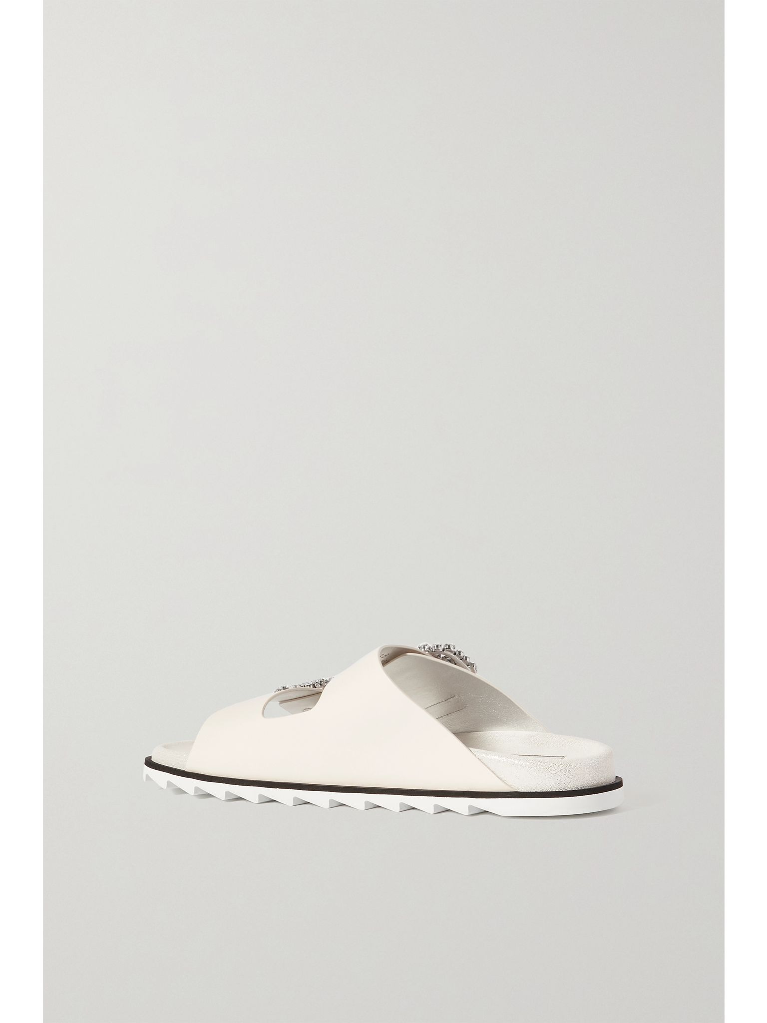 Slidy Viv Swarovski crystal-embellished leather slides Cream - 3