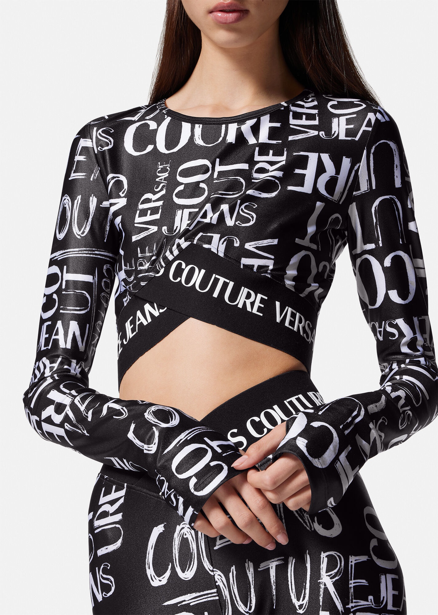 VERSACE JEANS COUTURE Doodle Logo Crop Top | REVERSIBLE
