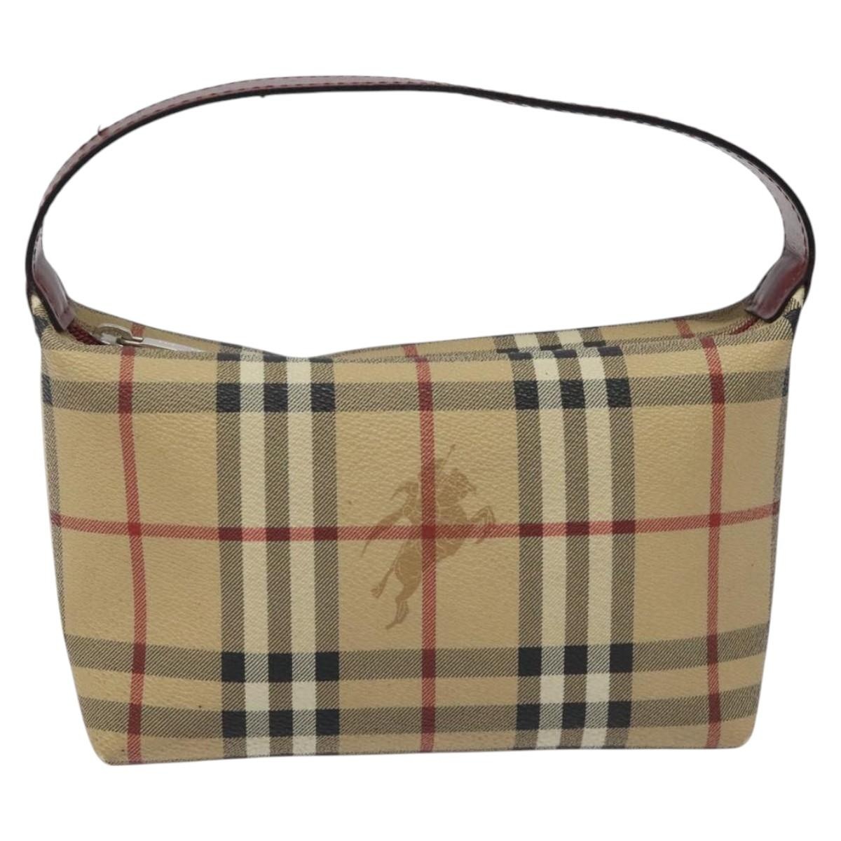 Burberry Nova Check Hand Bag Pvc Beige Silver - 13
