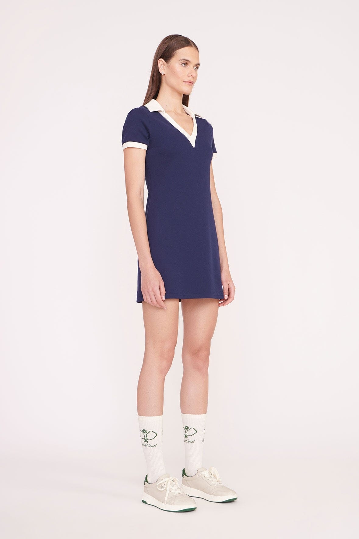 STAUD VOLLEY DRESS NAVY IVORY - 3