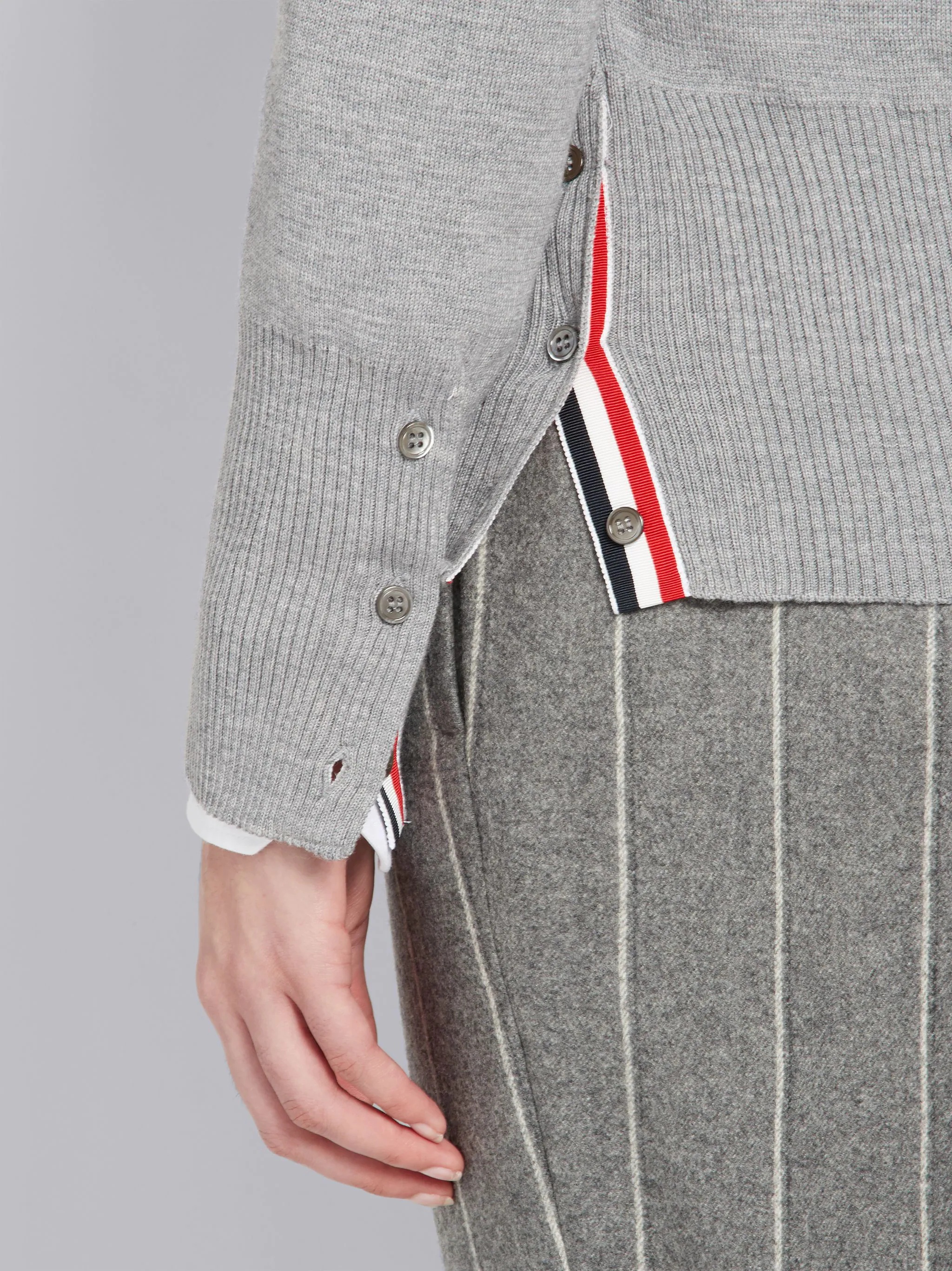 Thom Browne 4-Bar Milano Stitch Cardigan - Grey