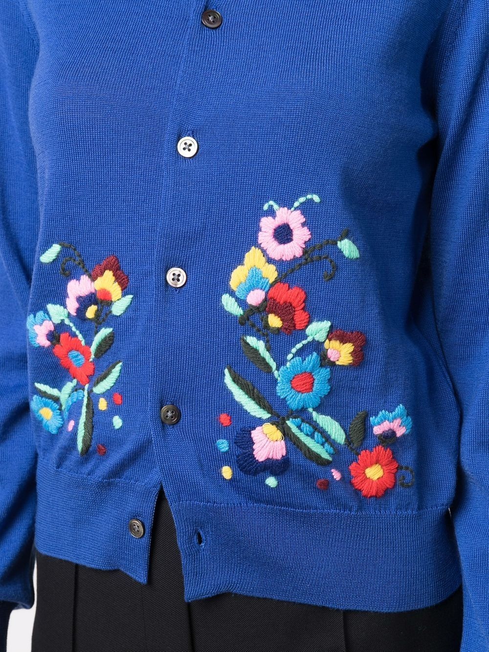 floral-embroidered button-up cardigan - 5