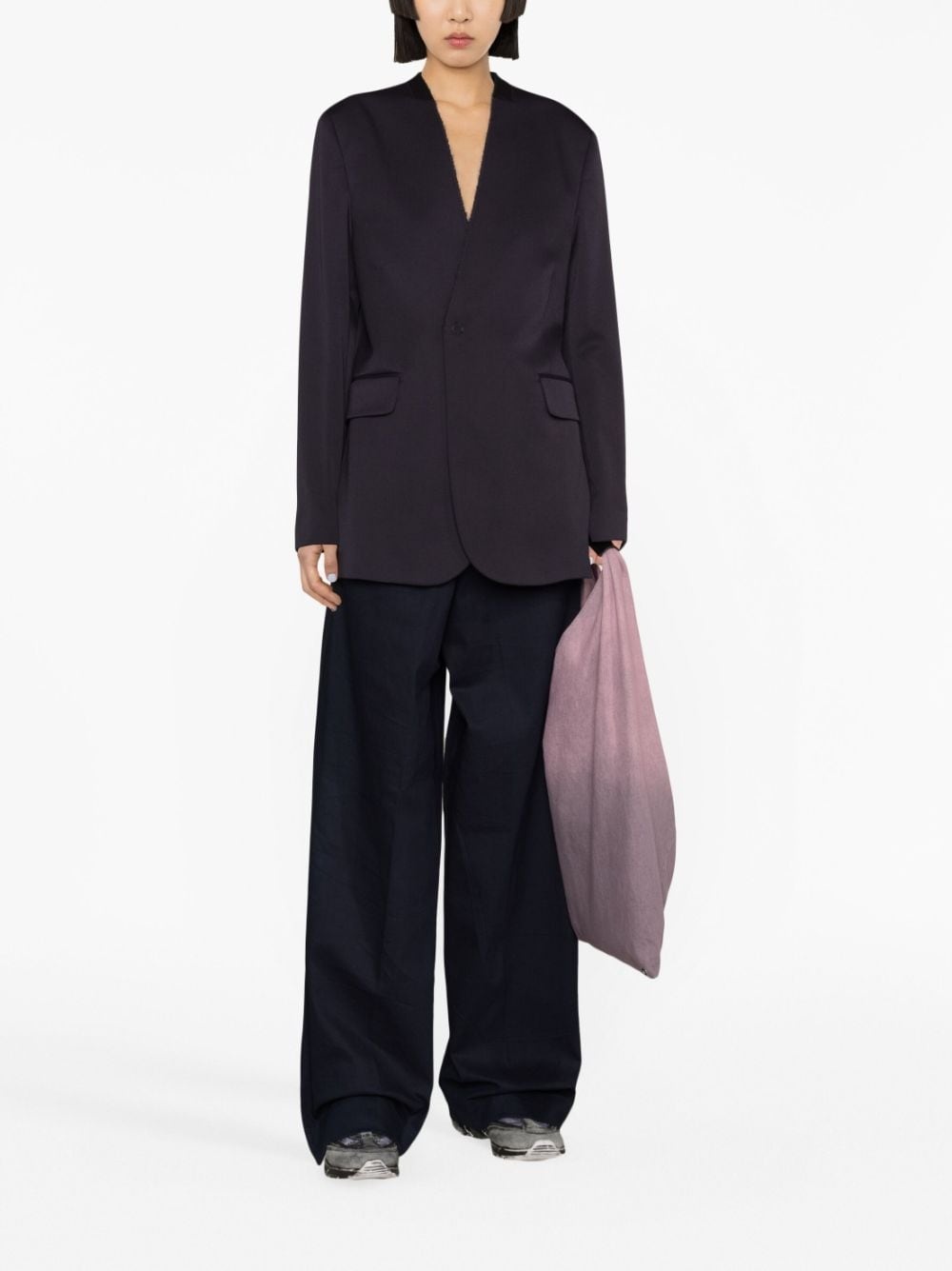 raw-edge single-breasted blazer - 2