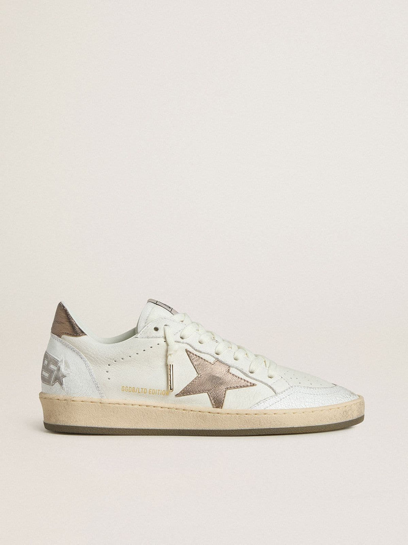 Men's Ball Star in white nappa leather with bronze-colored laminated leather star and heel tab - 1