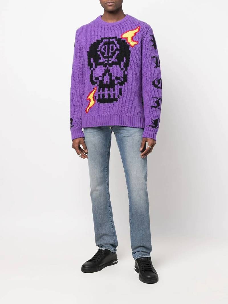 PHILIPP PLEIN Skull logo embroidered jumper outlook