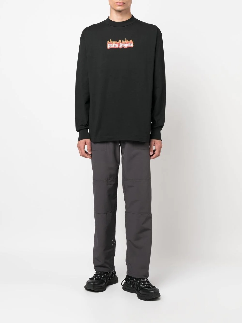 burning logo-print long-sleeve T-shirt - 2