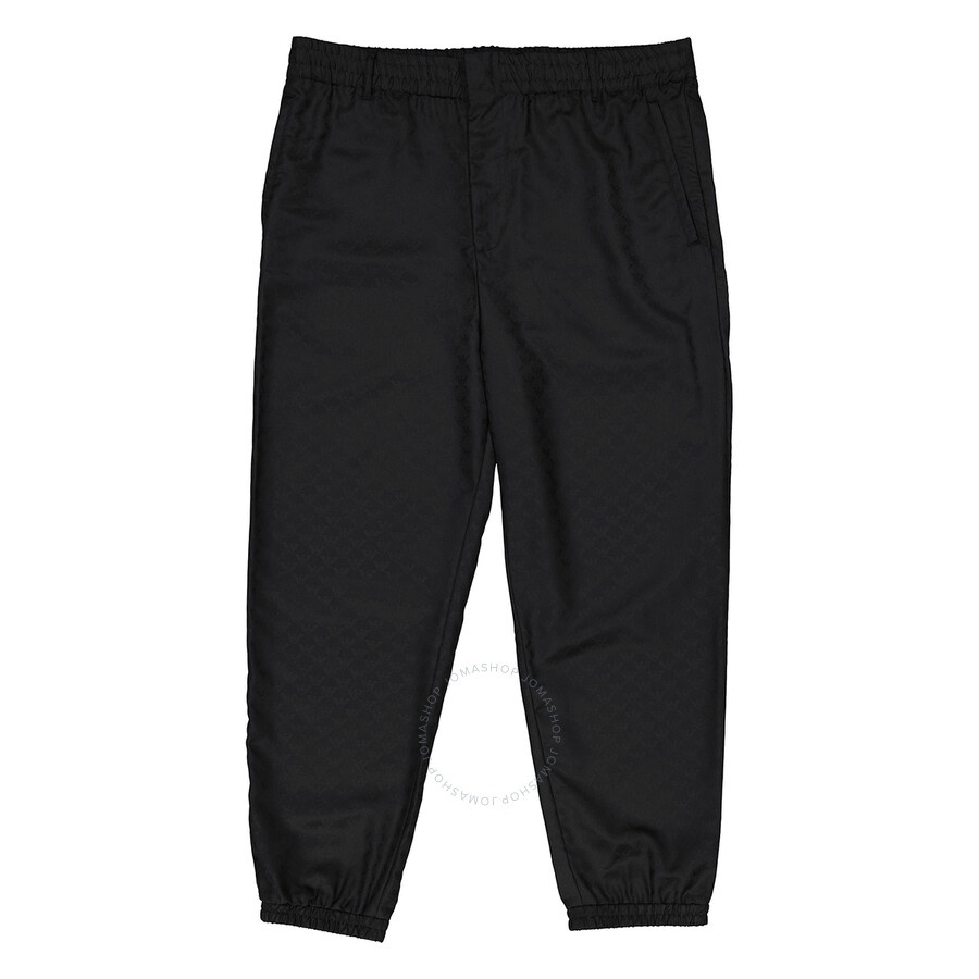 Emporio Armani Men's Black Monogram-Print Tapered Trousers, Brand Size 52 (Waist Size 36") - 1