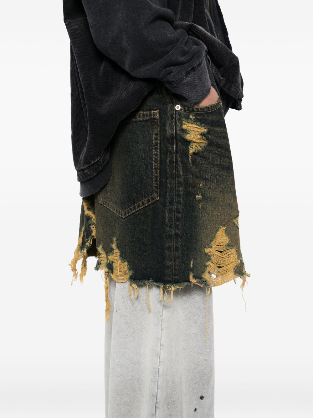 distressed cotton trouser-skirt - 5