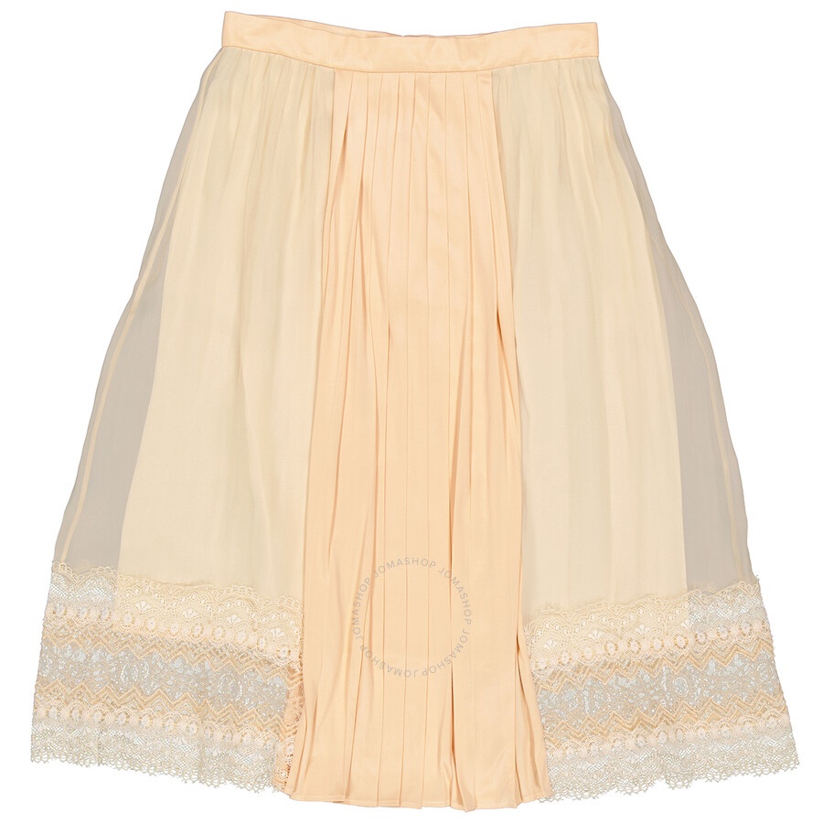 Burberry Ladies Lace Detail Silk Soft Peach Skirt - 4