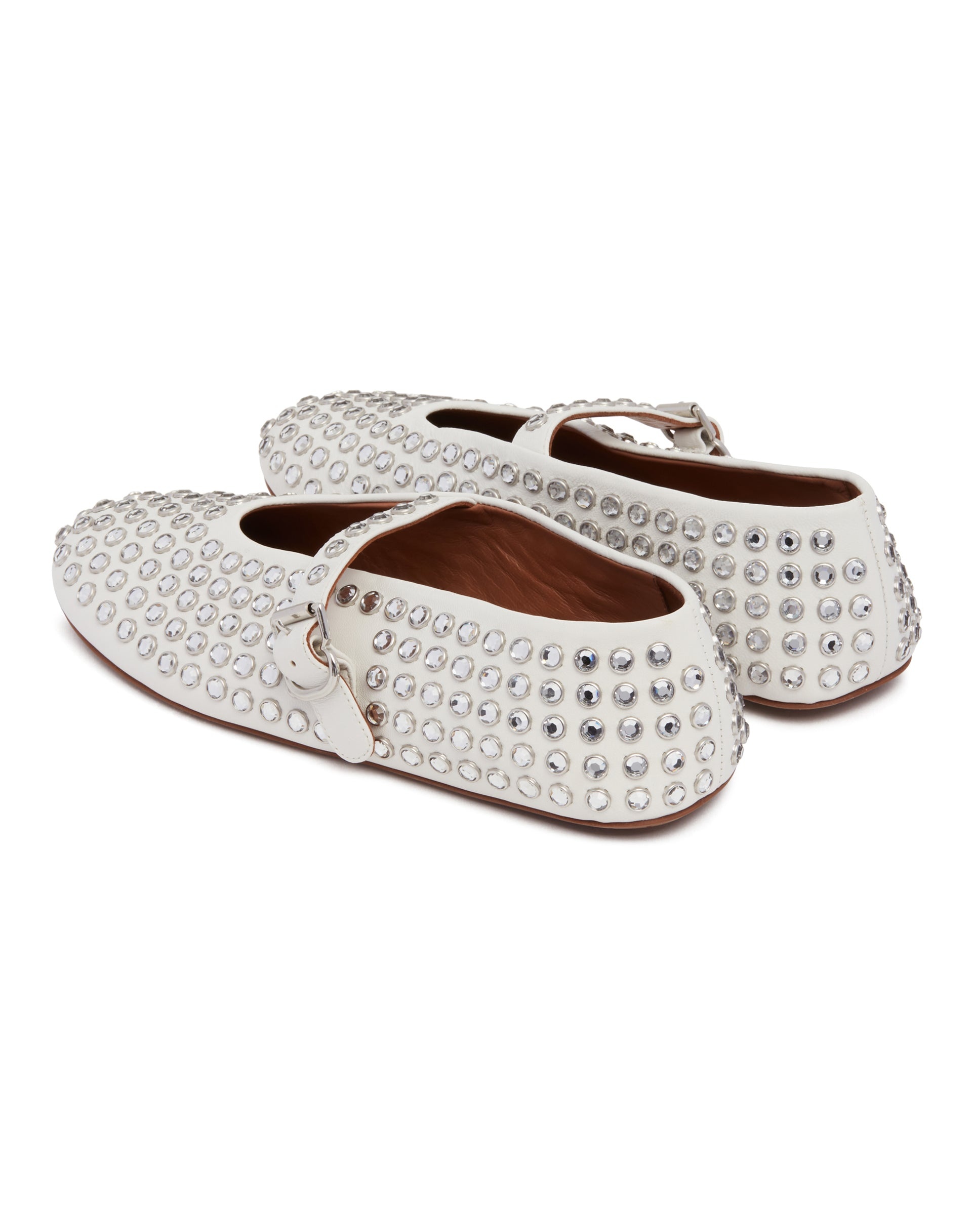 White Strass Ballerina Flats - 5