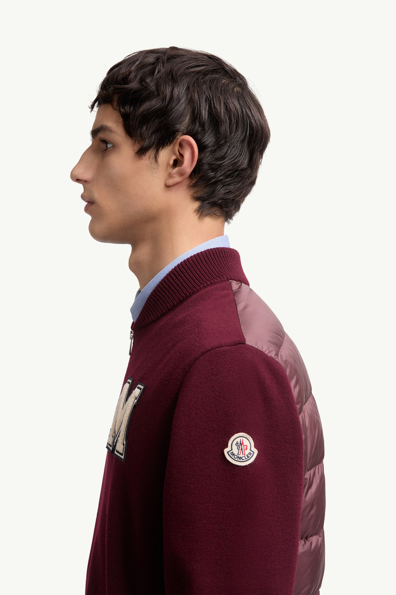 Embroidered Monogram Padded Zip-Up Wool Blend Cardigan 4