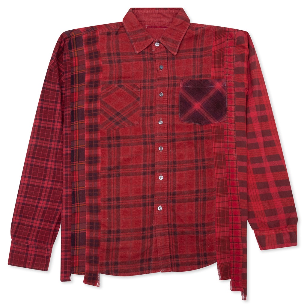 OVER DYE 7 CUTS WIDE SHIRT - RED - 1