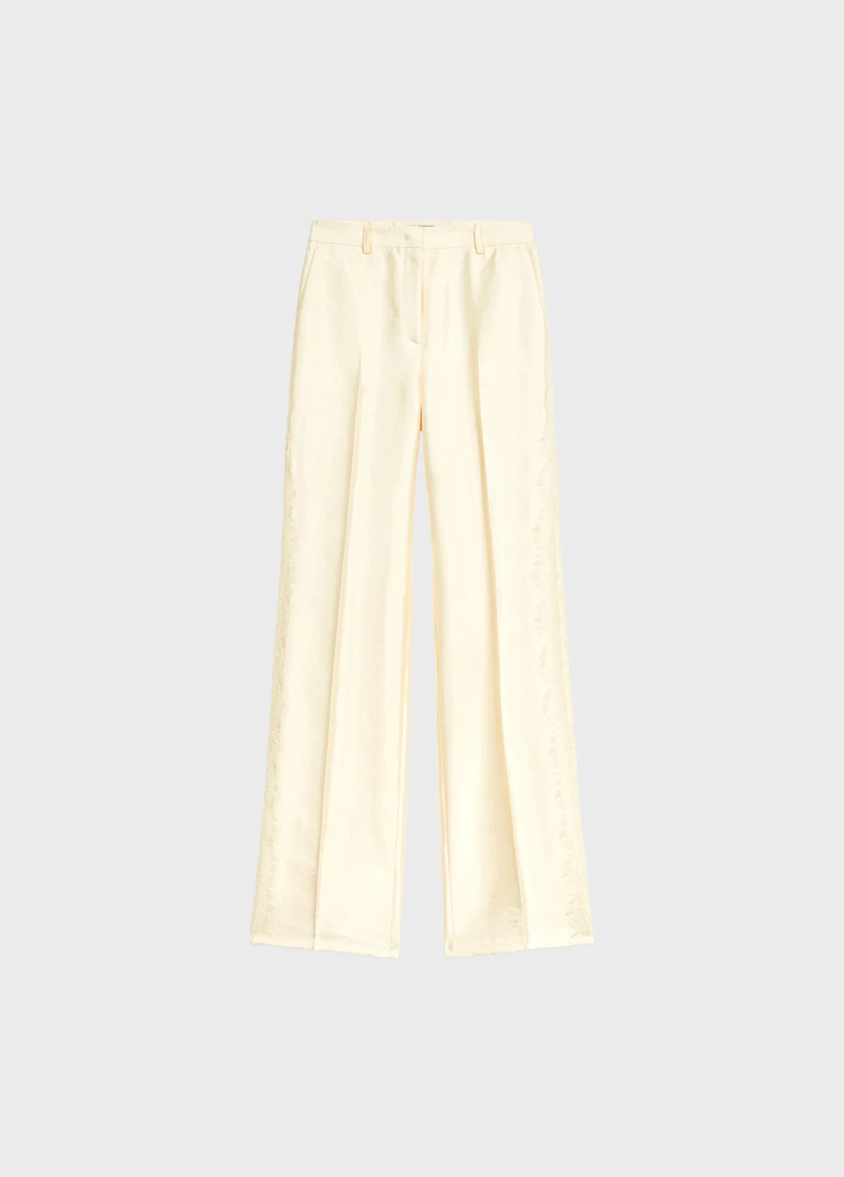 GLOSSY VISCOSE TROUSERS WITH LACE - 1