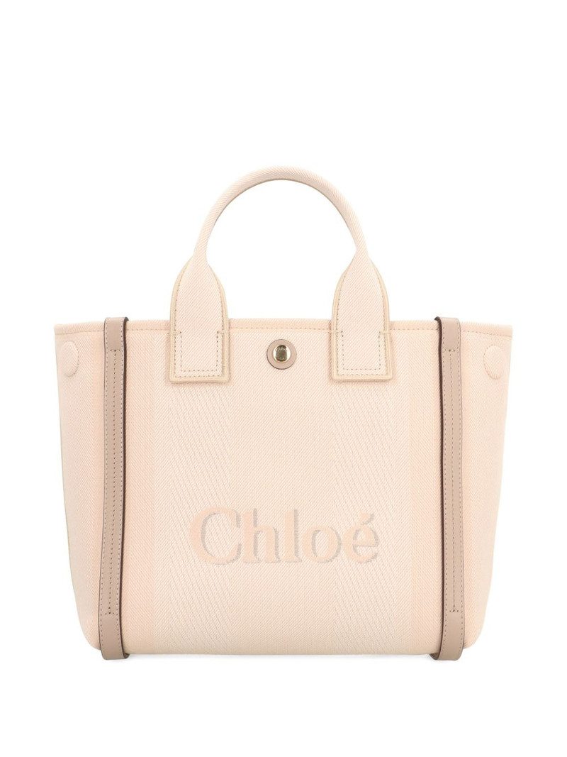 Chloé small Carry logo-embossed canvas tote bag outlook