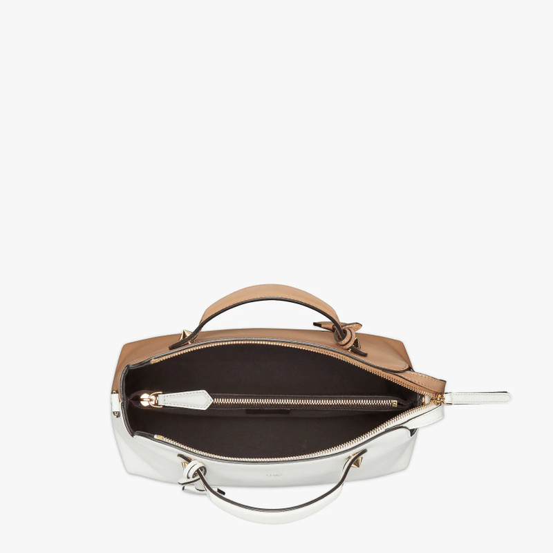 White and beige leather Boston bag 4