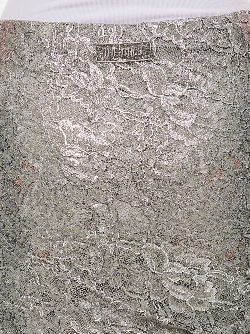 lace overlay metallic-sheen skirt - 4