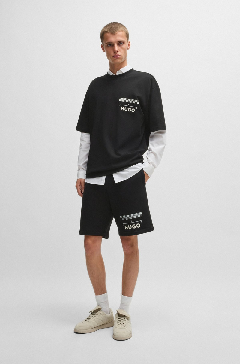 HUGO COTTON-JERSEY T-SHIRT WITH RACING PRINTS outlook
