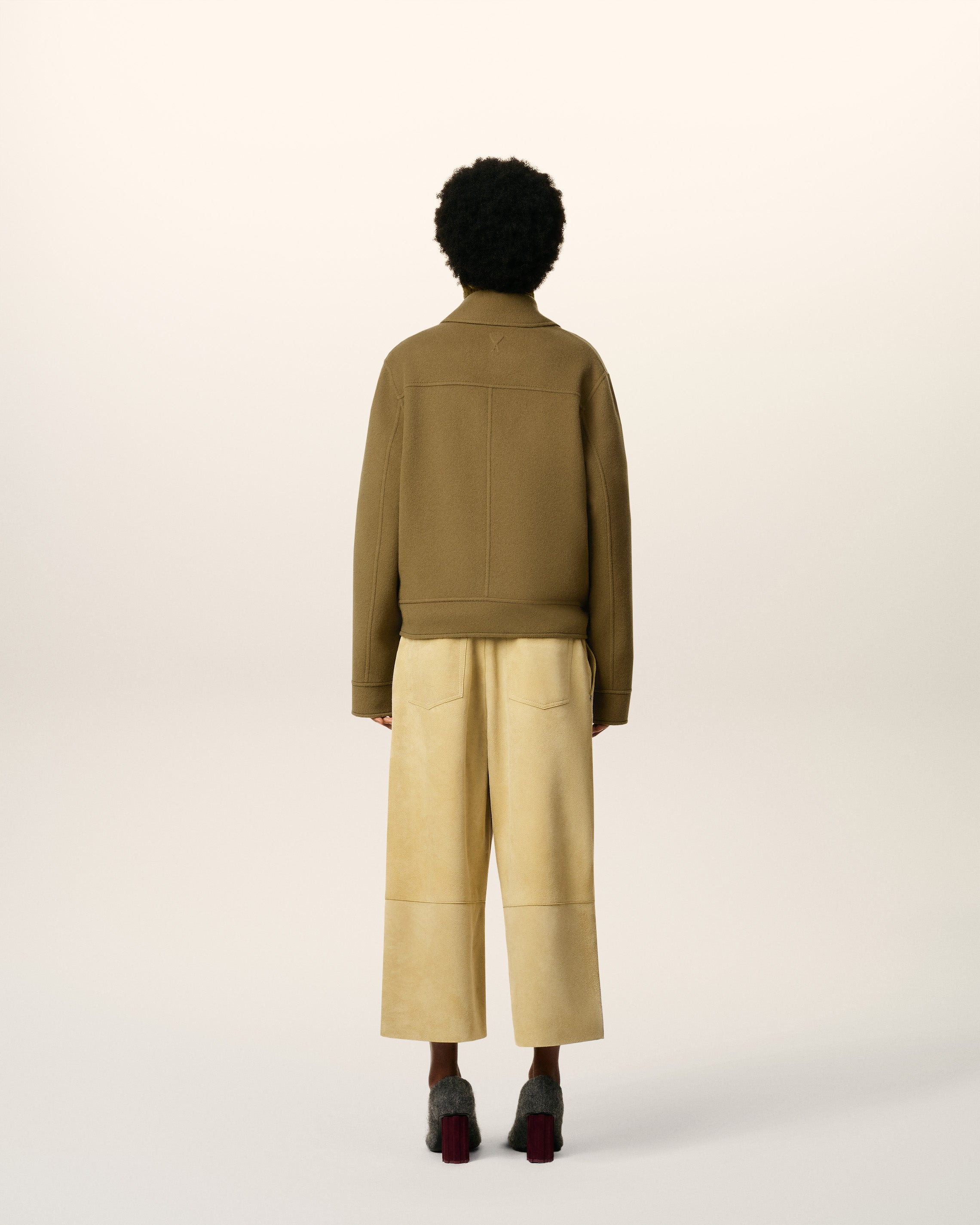 GREEN WOOL BOXY BUTTONED JACKET - 5