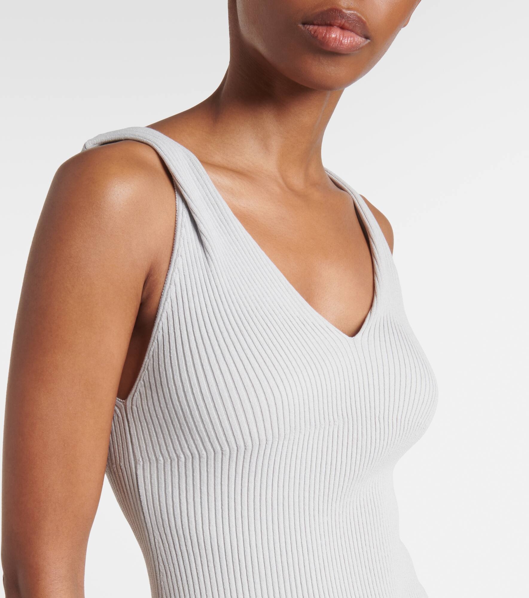 Knit-detail crêpe maxi dress - 4