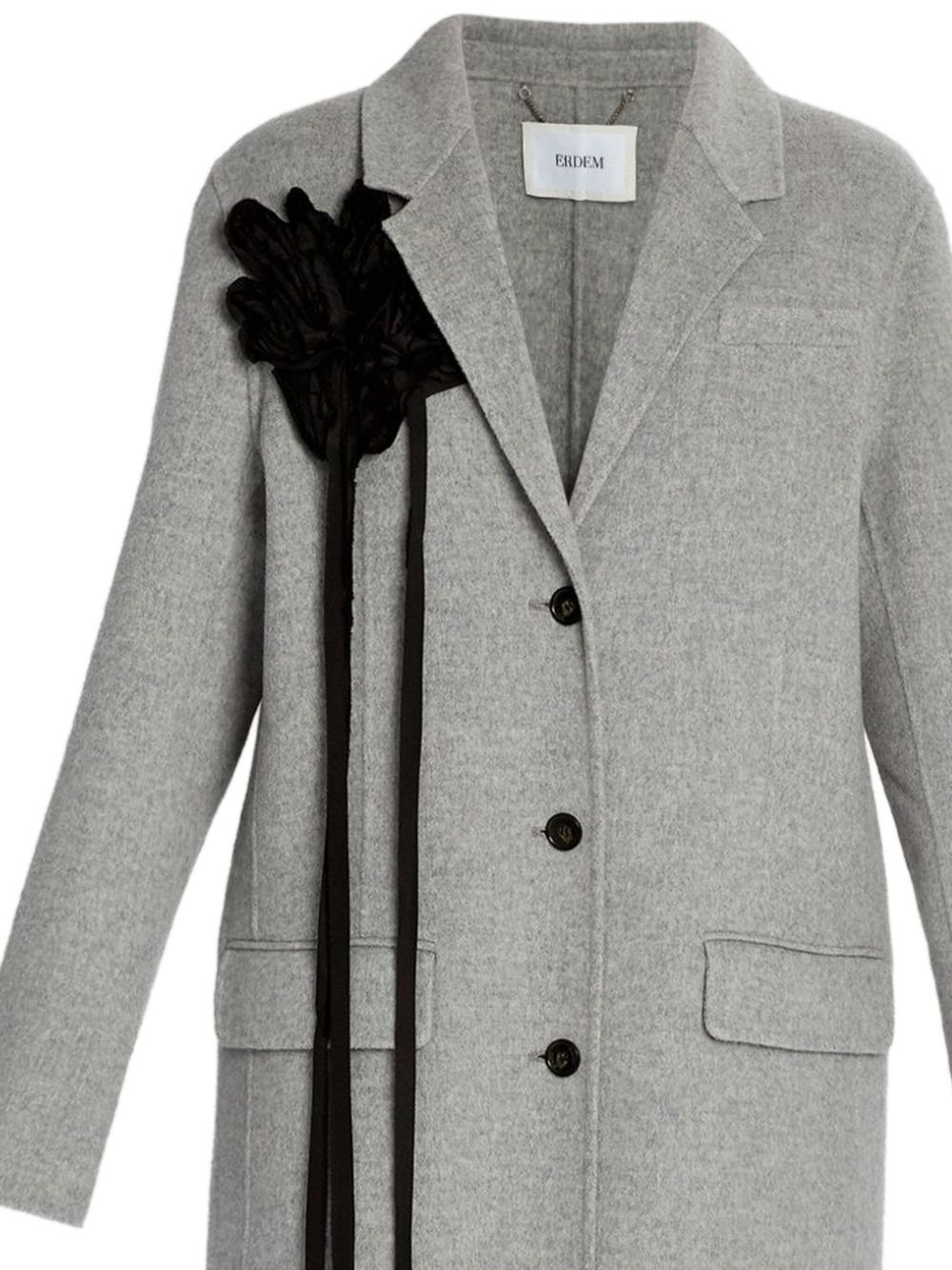 floral-appliqué tailored coat - 2