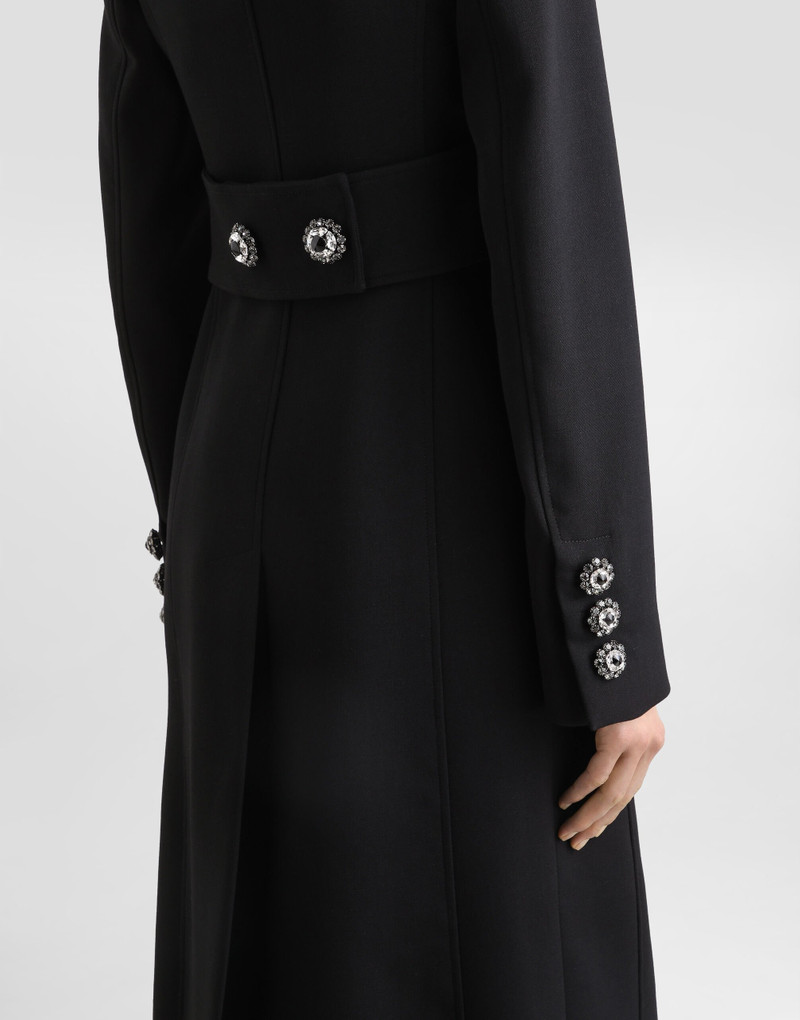 Double-breasted wool coat with bejeweled buttons 5
