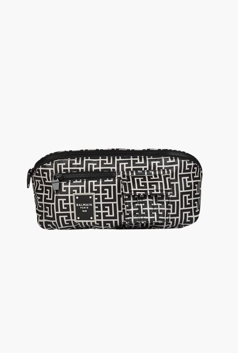 Nylon belt bag with bicolor Balmain monogram 1