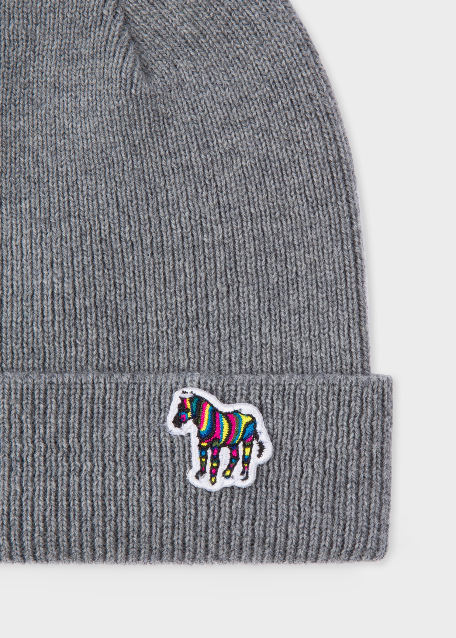 'Zebra' Logo Ribbed Lambswool Beanie Hat - 2