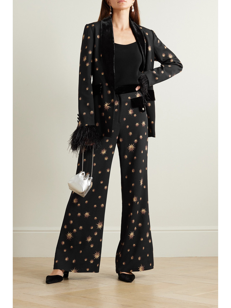 CAMILLA Soulstar Velour And Faux-fur-trimmed Woven Blazer outlook