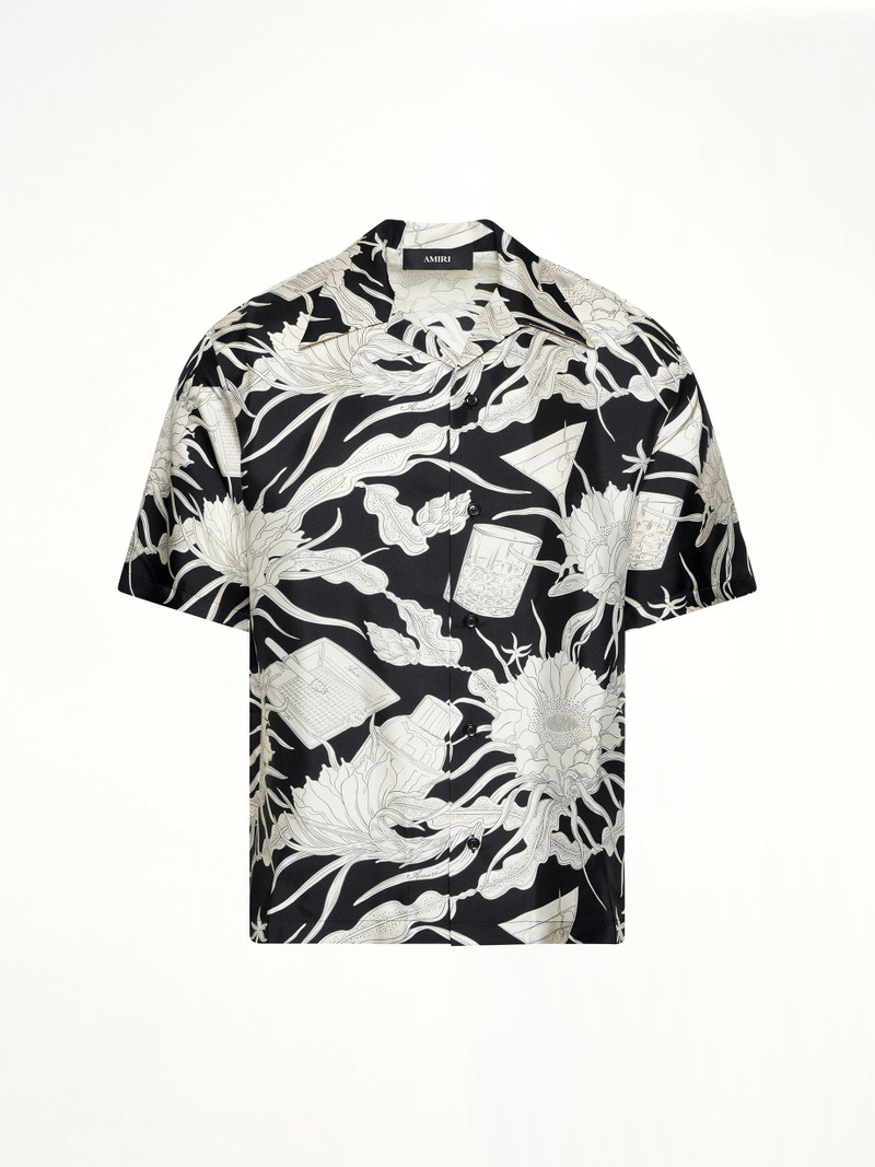 AMIRI Floral Bowling Shirt in Black outlook