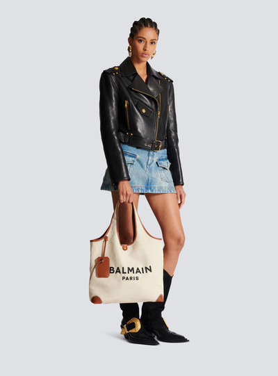 Balmain Canvas and leather B-army Grocery Bag outlook