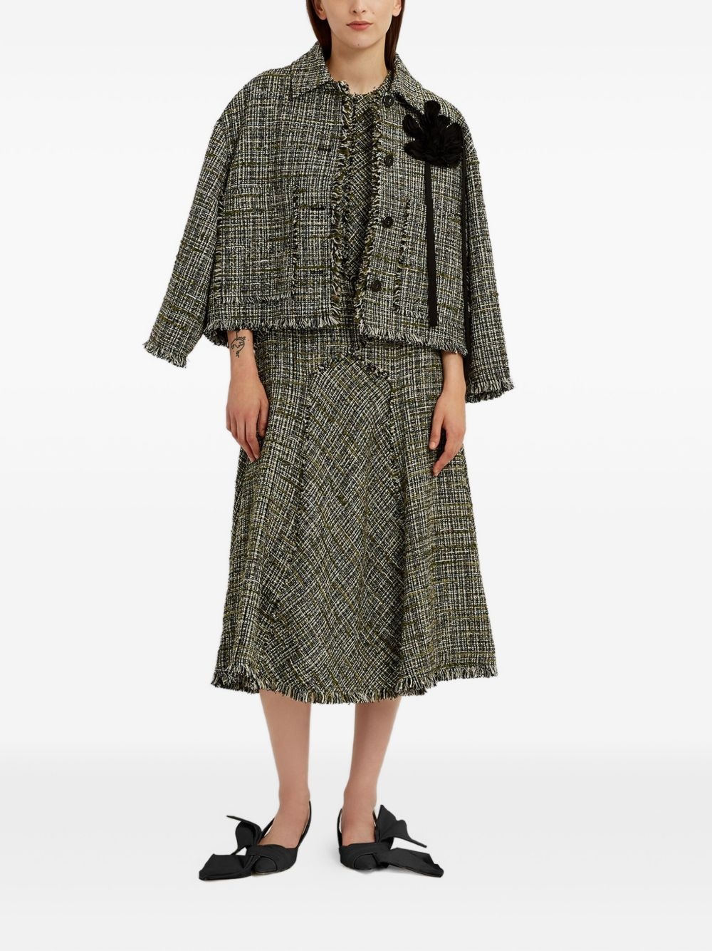 tweed sleeveless midi dress - 2