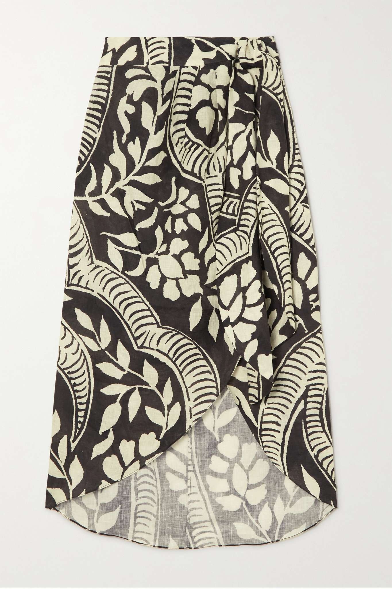 + NET SUSTAIN Zebra Found in India printed linen wrap midi skirt - 1