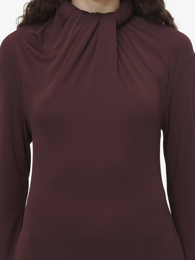 Draped Neckline Dress - 5