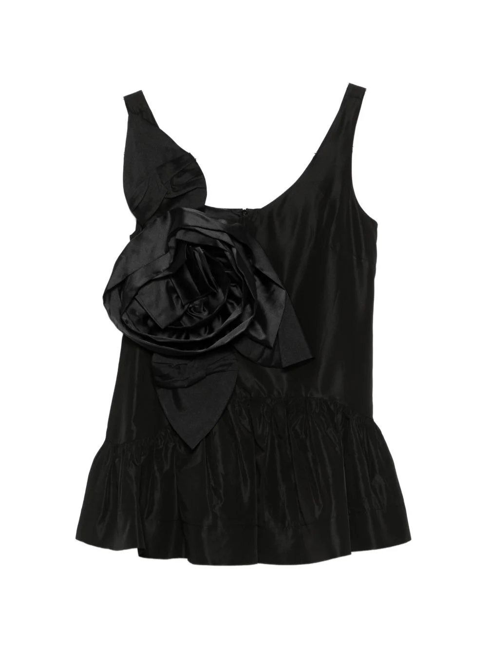 floral-appliqué ruffled taffeta top - 1