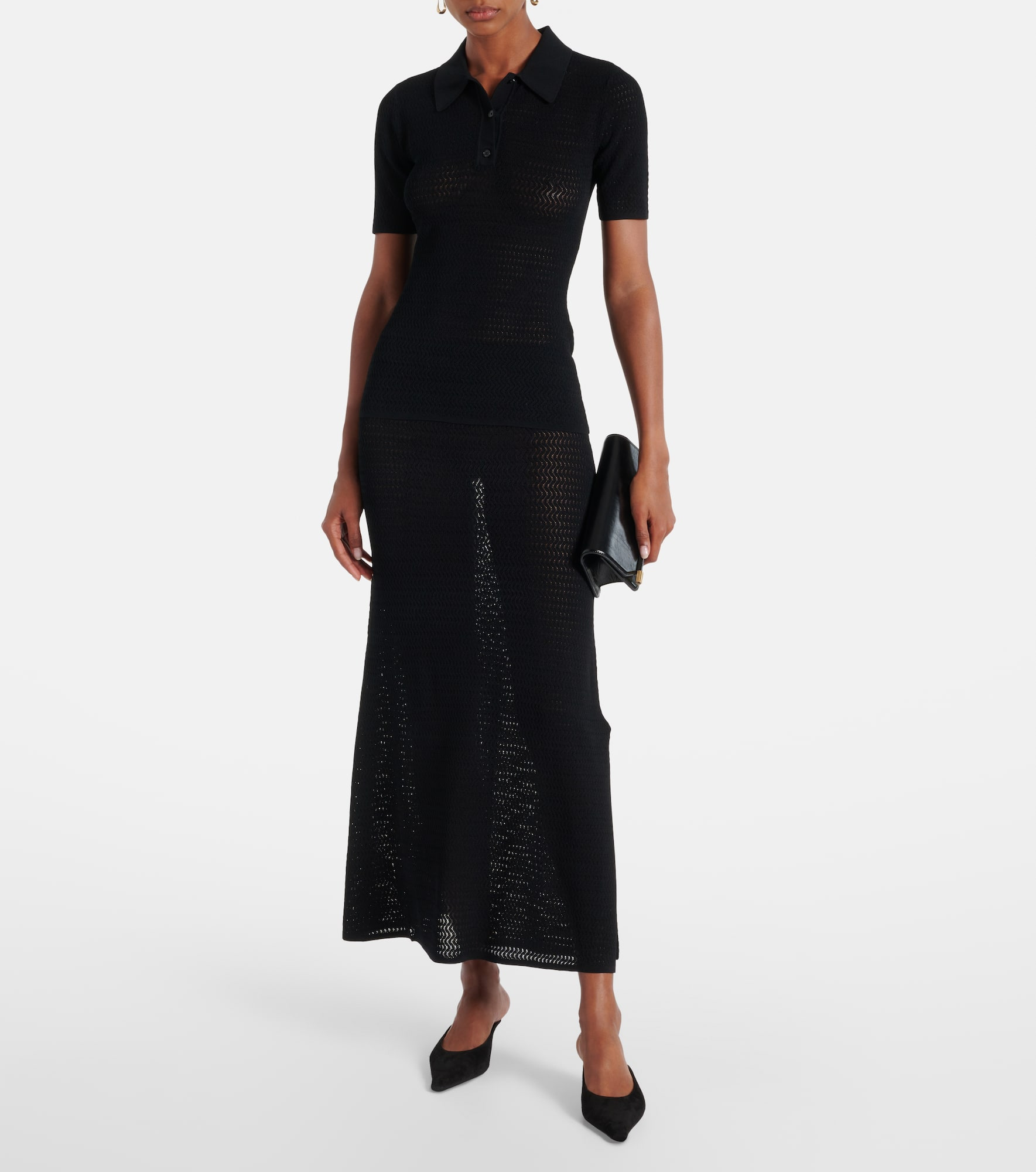Pointelle midi skirt - 2