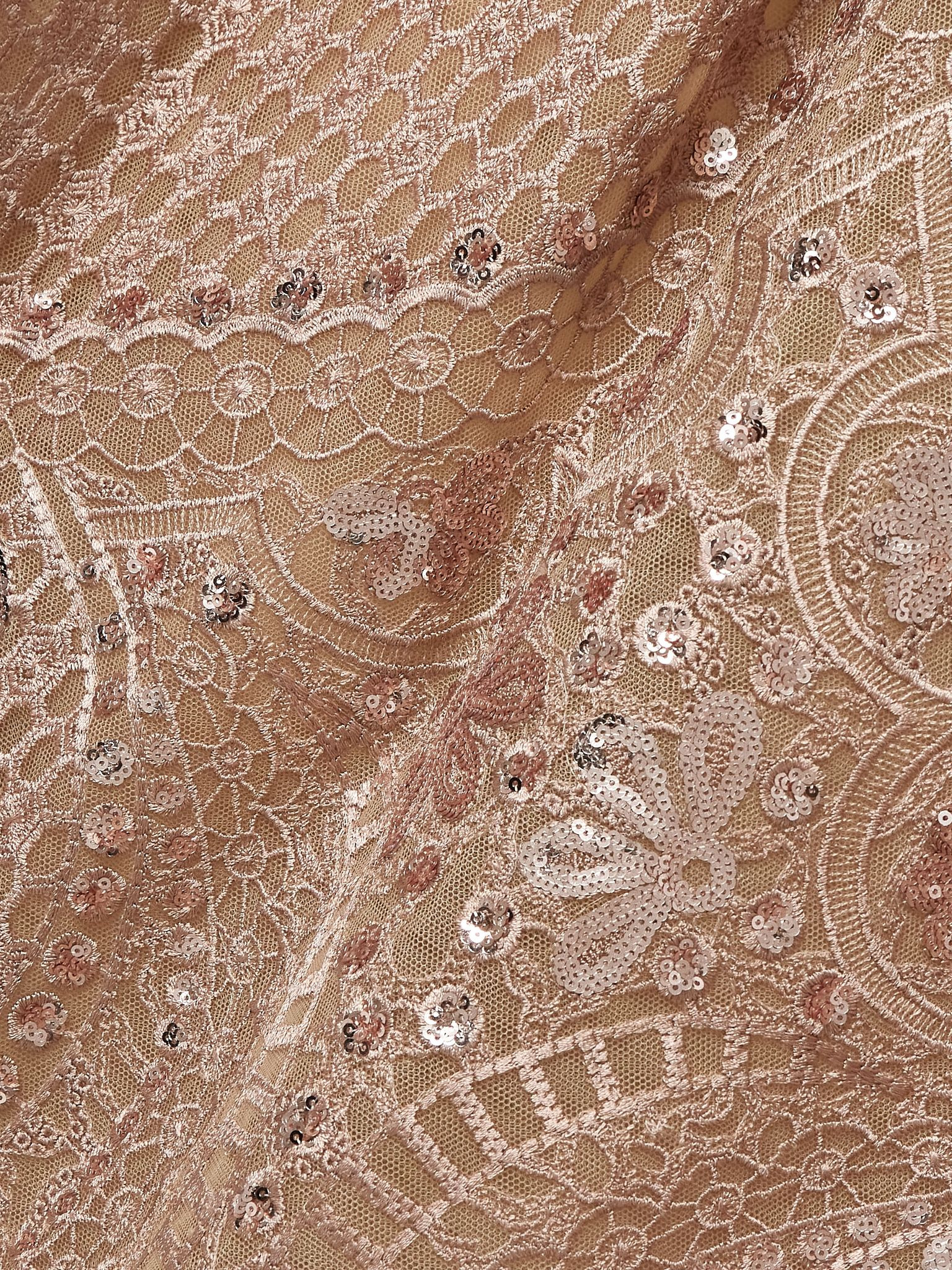 Strapless sequined embroidered tulle midi dress Antique rose - 4