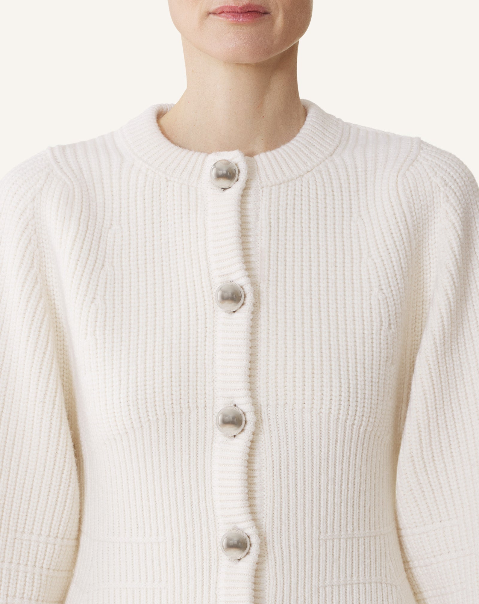 WOOL RIBBED CARDIGAN - 5