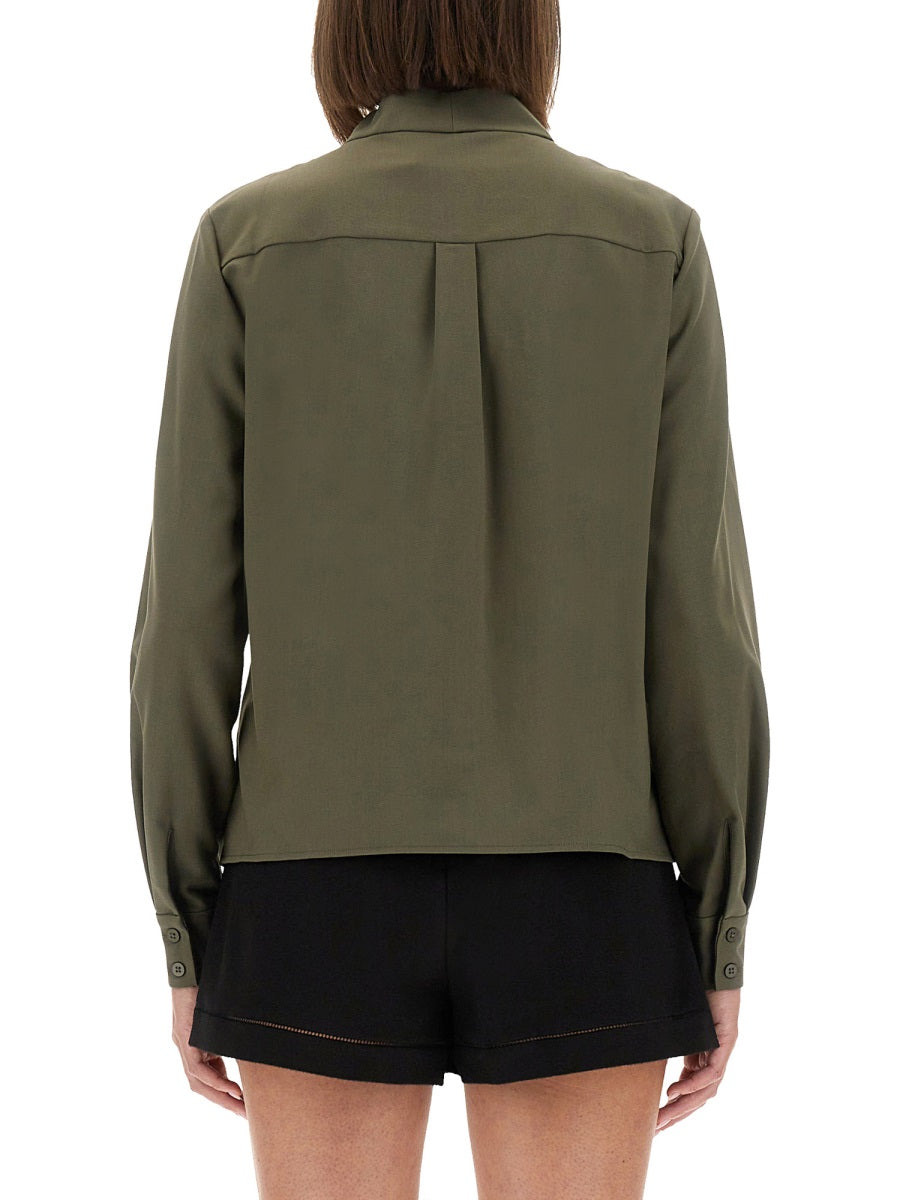 Twill Shirt With Bow - 3