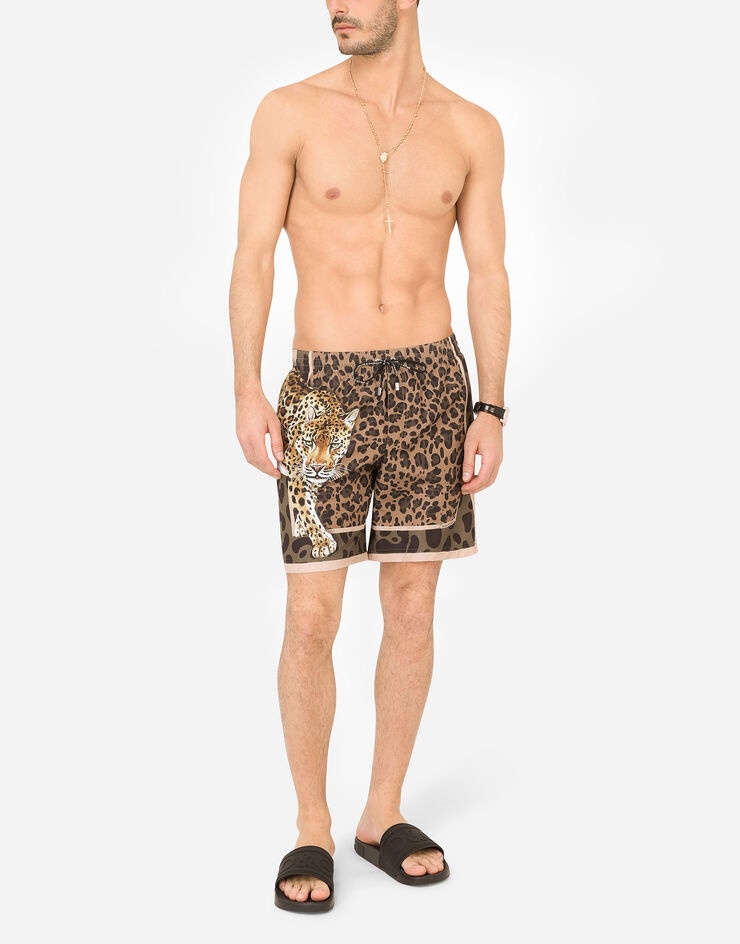 Mid-length swim trunks with leopard print - 2