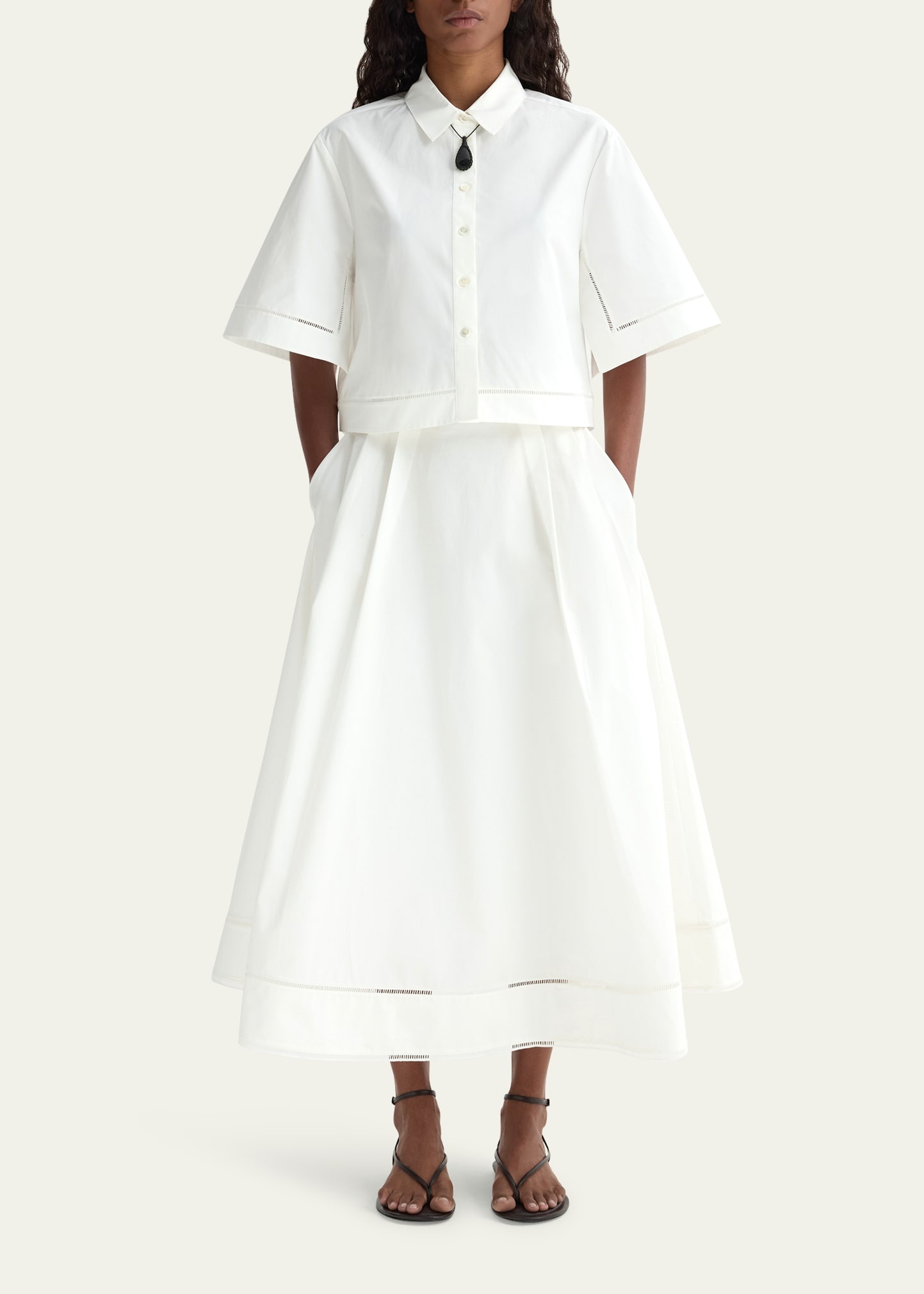 Ladder Embroidered Poplin Shirt - 2