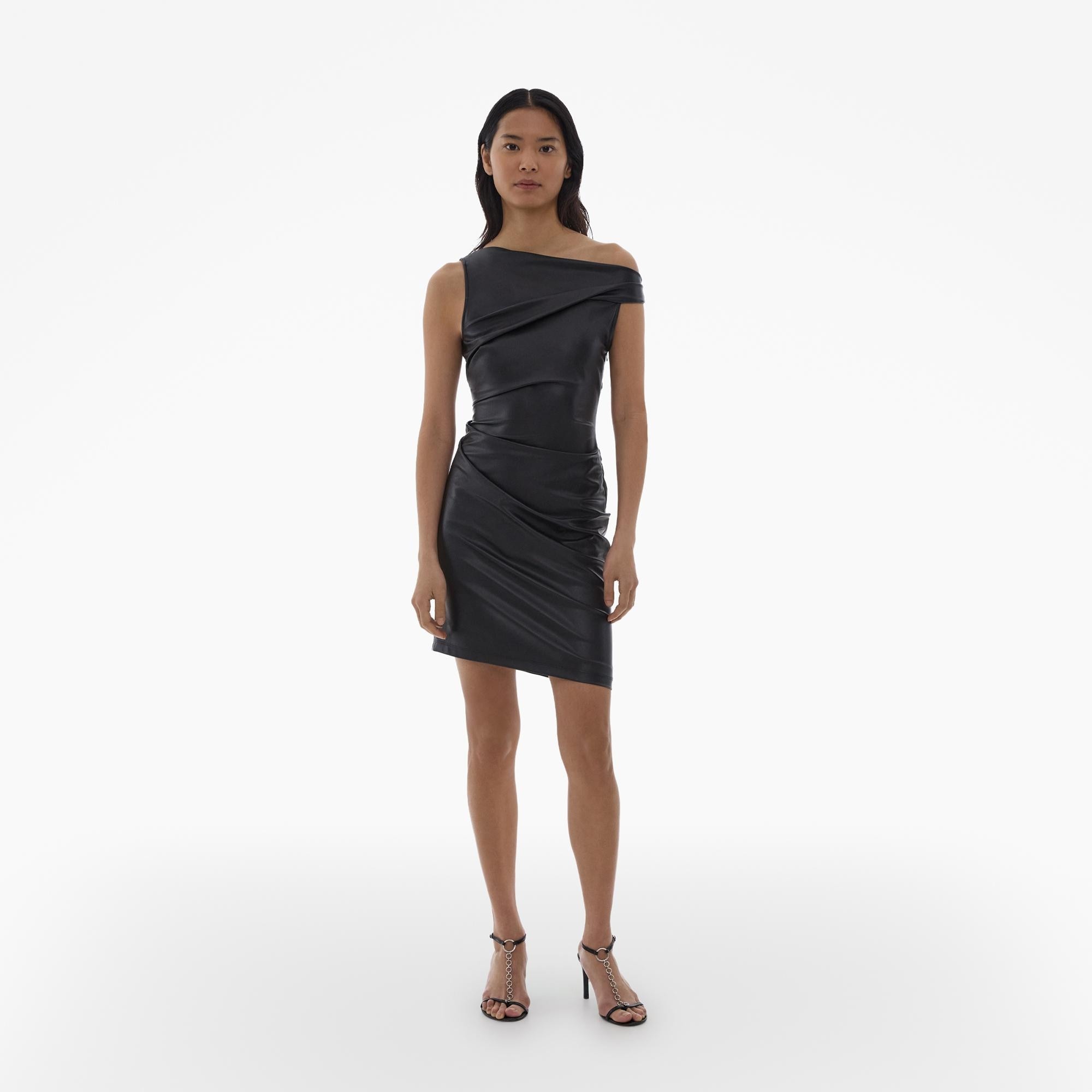 FAUX LEATHER ASYMMETRICAL DRESS - 3