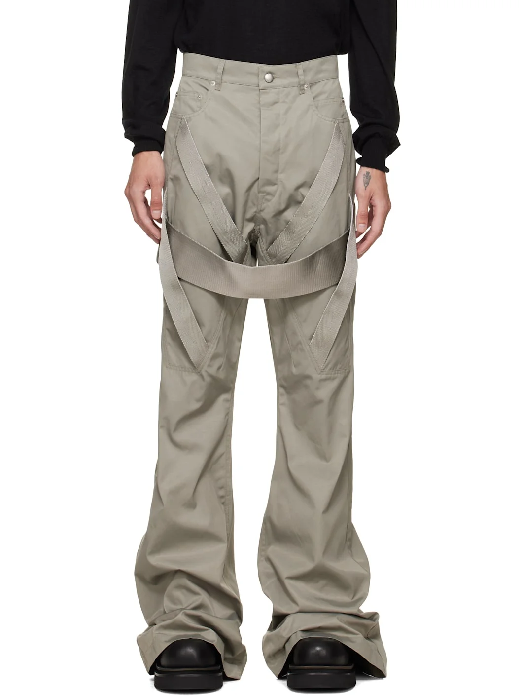 Gray Tower Megastrapped Bolan Bootcut Trousers - 1
