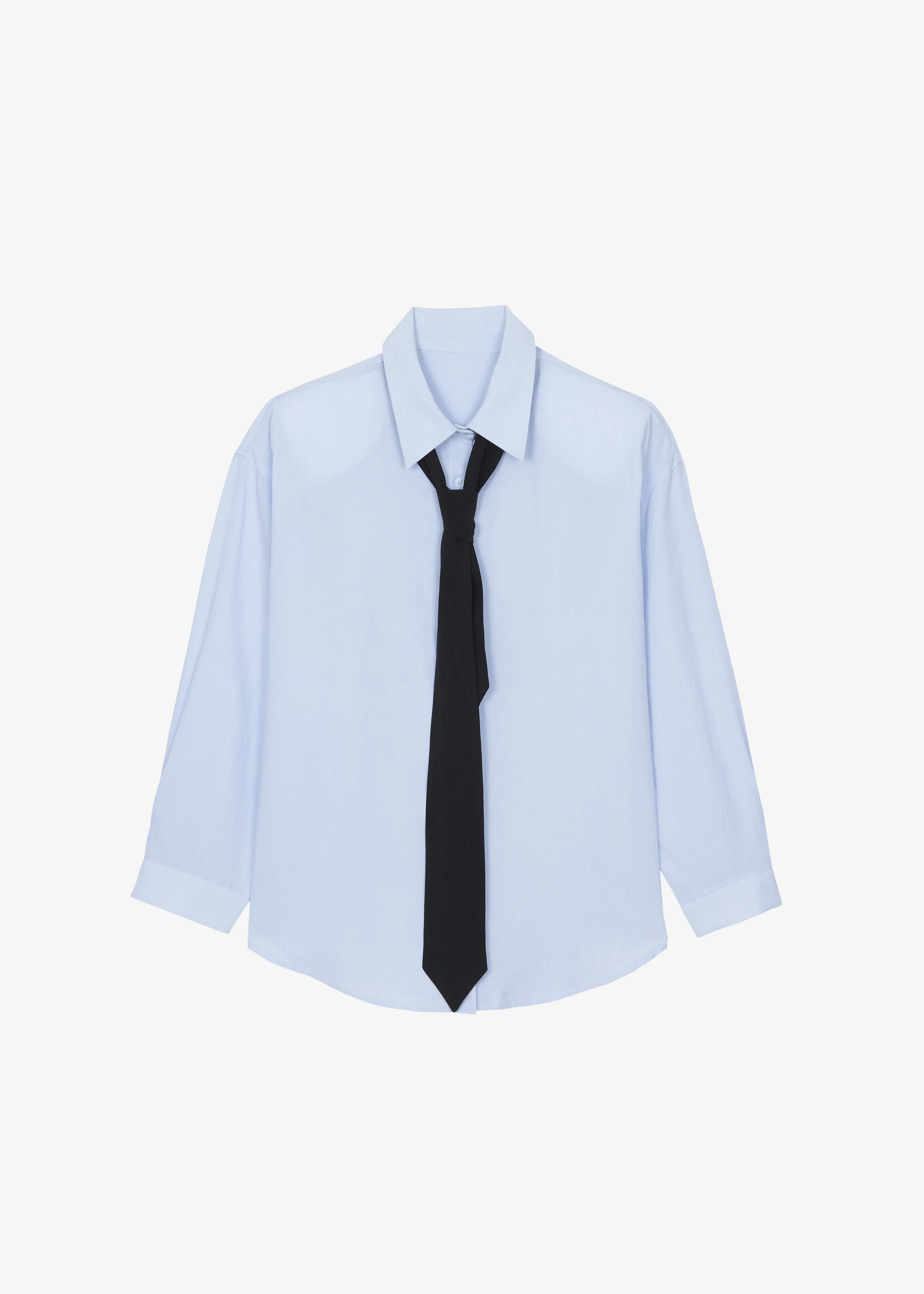 Patti Neck Tie Shirt - Sky Blue - 1