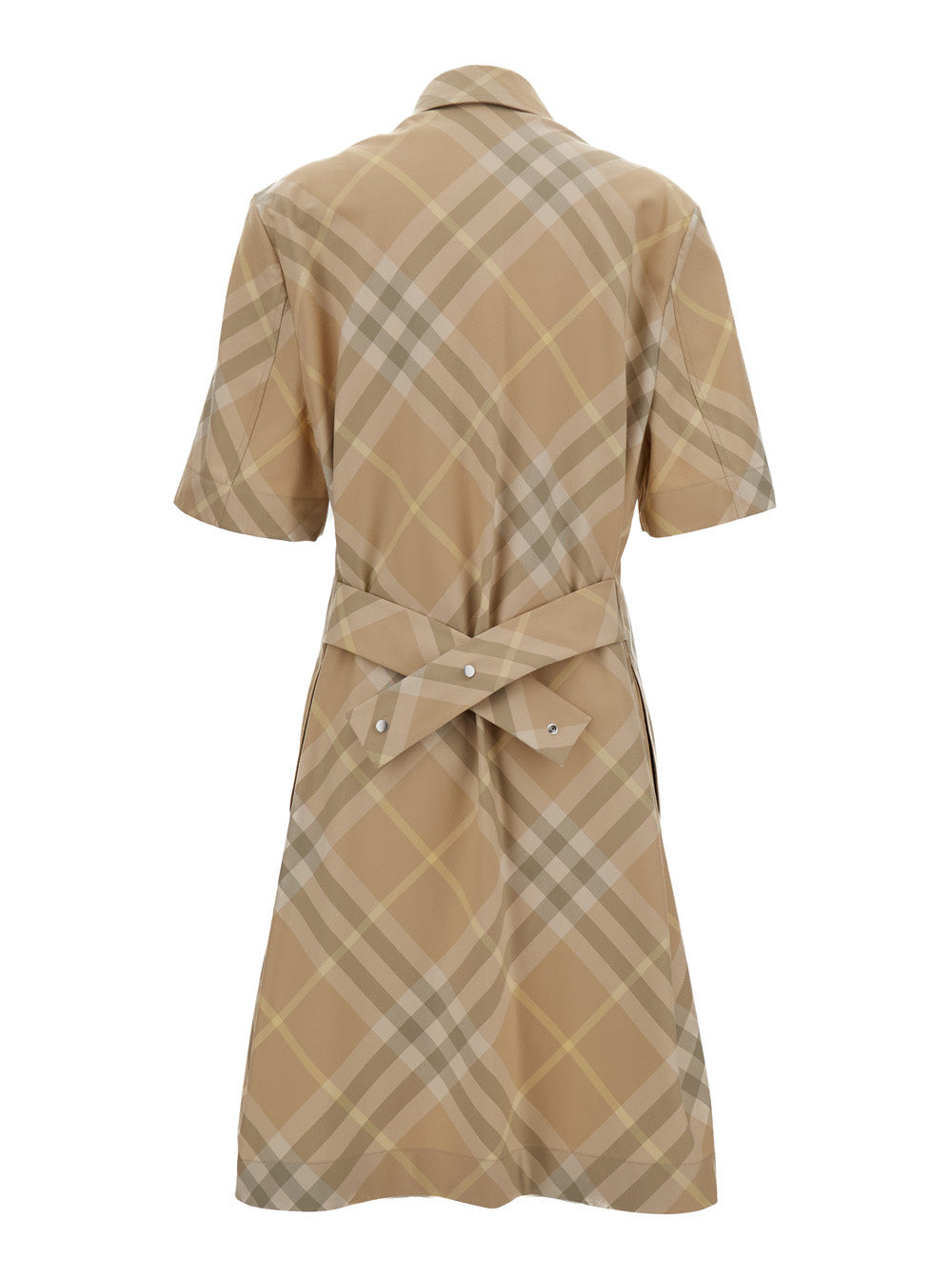 Burberry Women Beige Chemisier Dress With All-Over Vintage Check Print In Cotton Woman - 2