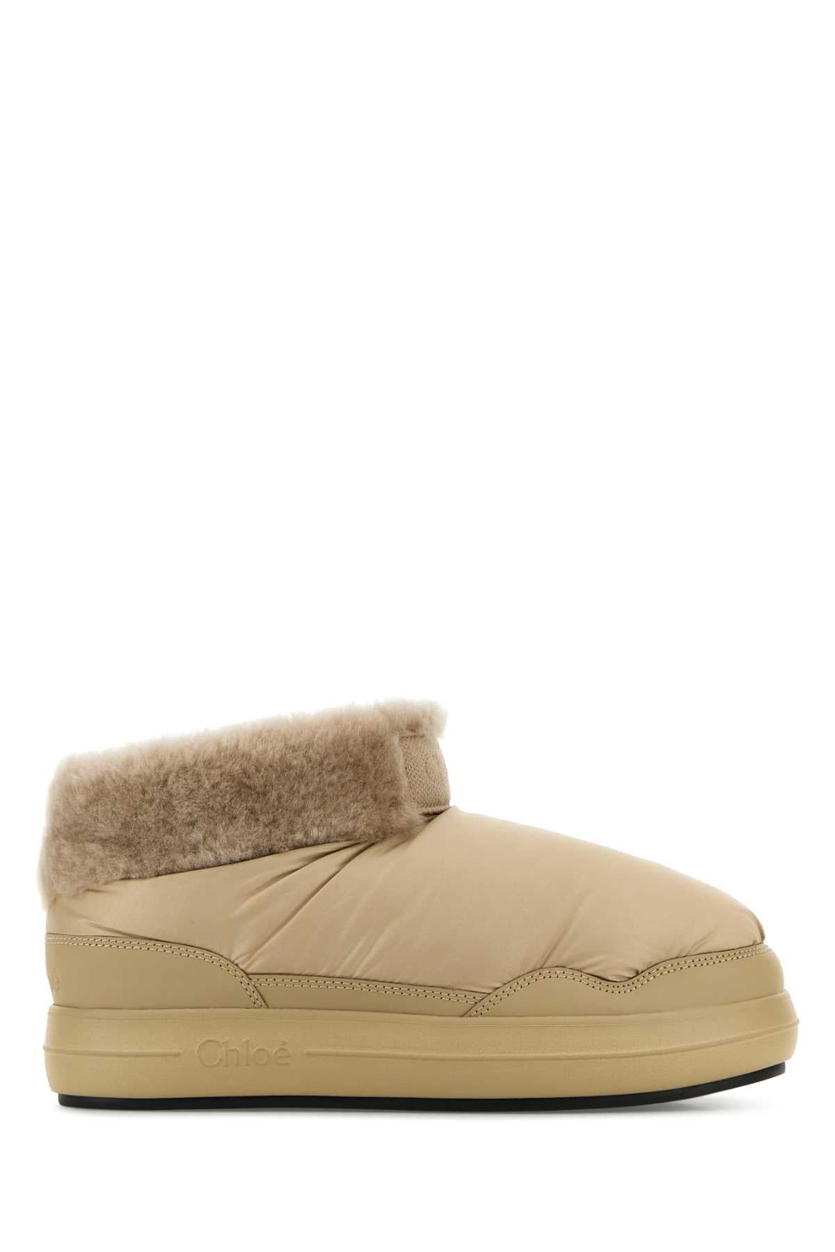 Chloe Women Beige Fabric Ankle Boots - 1