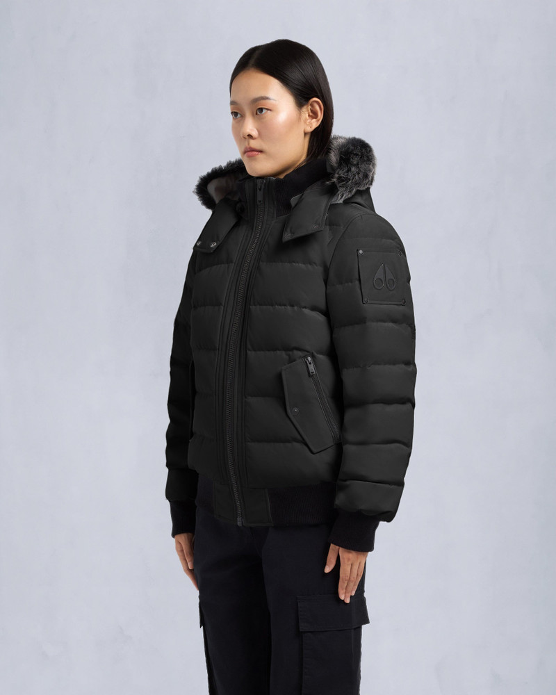 ONYX LADRIERE SHEARLING TRIM BOMBER JACKET 3
