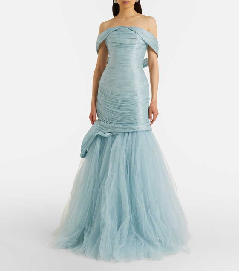 MARMAR HALIM Pleated off-shoulder bustier gown outlook