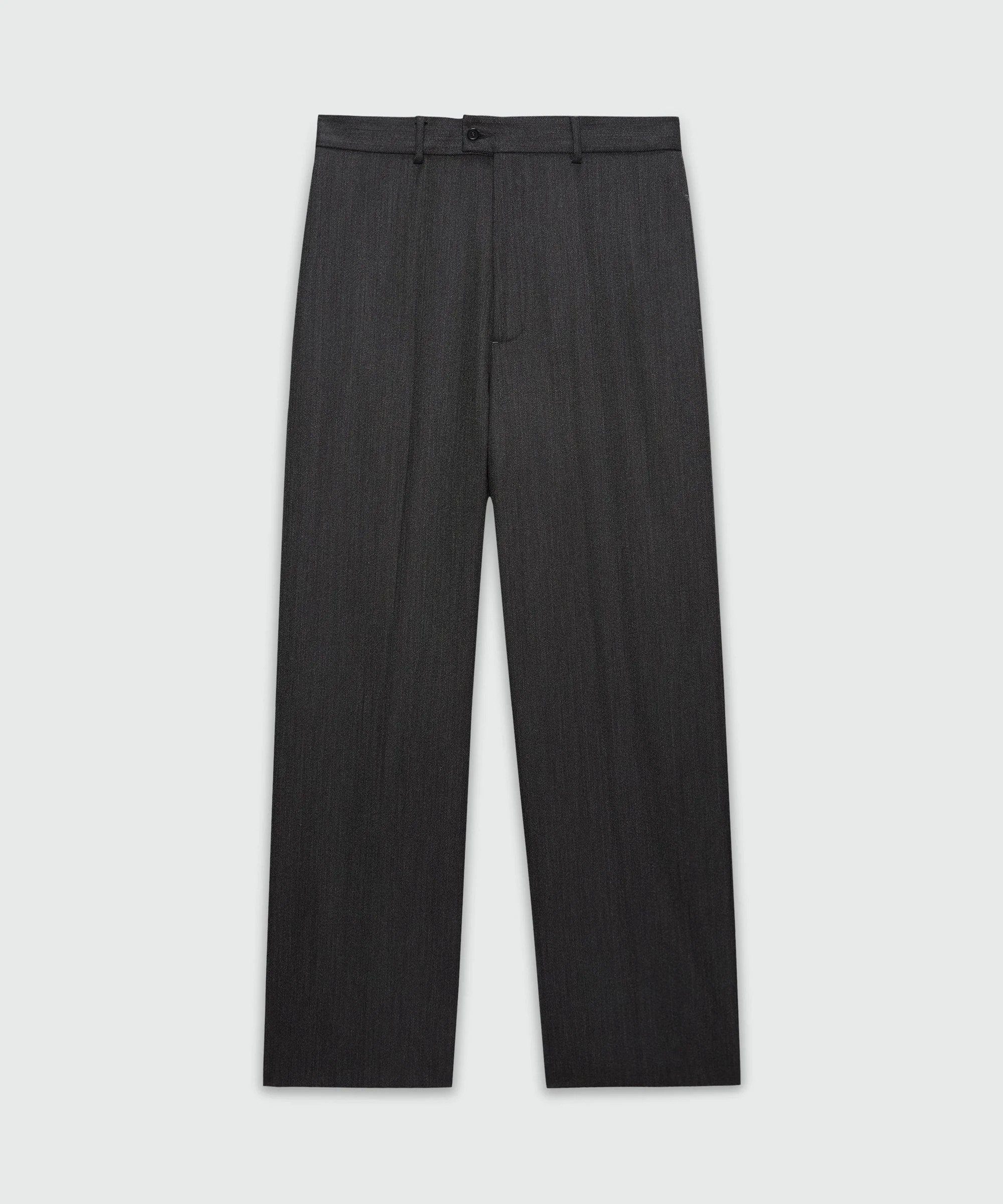 Wide-leg anthracite wool twill trousers - 1